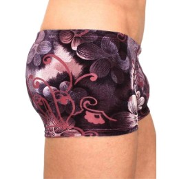 Мужские трусы боксеры баклажановые с узором под велюр Romeo Rossi Violet Flower Boxer RR00219