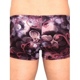 Мужские трусы боксеры баклажановые с узором под велюр Romeo Rossi Violet Flower Boxer RR00219