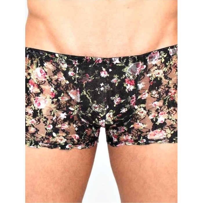 Мужские трусы боксеры черные в сеточку Romeo Rossi Black Boxer RR00220