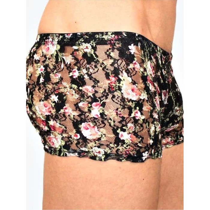 Мужские трусы боксеры черные в сеточку Romeo Rossi Black Boxer RR00220