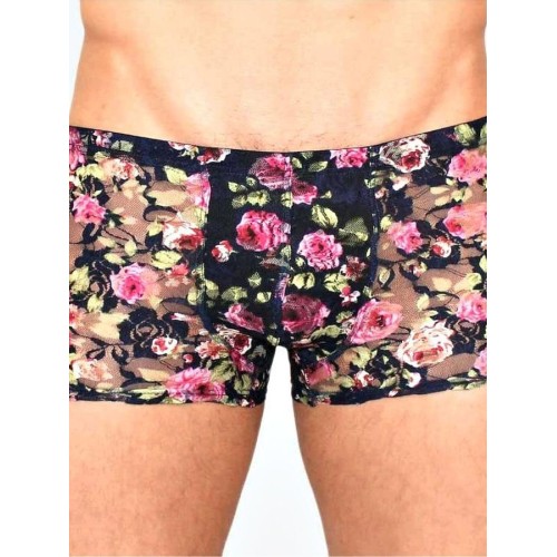 Мужские трусы боксеры темно-синие  с розами Romeo Rossi Rose Boxer RR00225 (S)