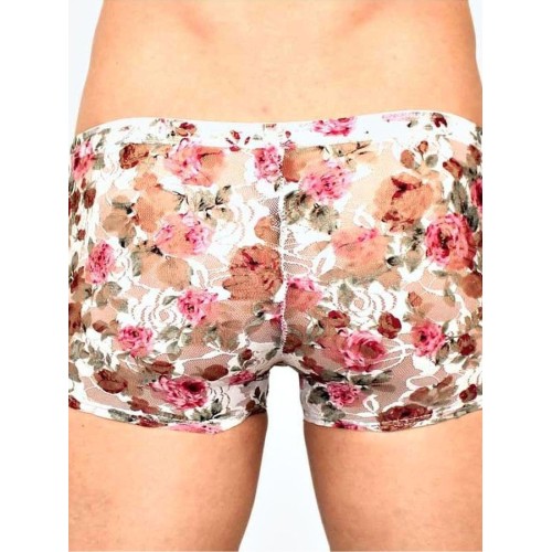 Мужские трусы боксеры белые с розами Romeo Rossi Boxer RR00227 (M)