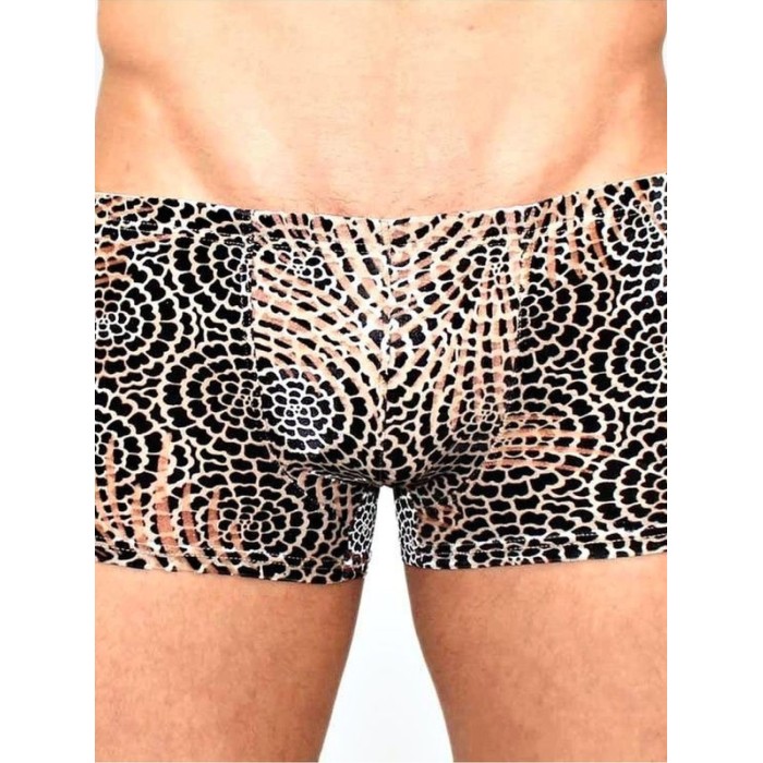 Мужские трусы боксеры черные с узором под велюр Romeo Rossi Boxer RR00229