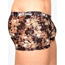 Мужские трусы боксеры черные с бежевыми розами Romeo Rossi Rose Boxer RR00231