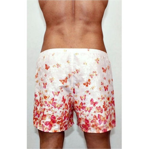 Мужские трусы-шорты розовые с красными бабочками Romeo Rossi Shorts RR00304 (XL)