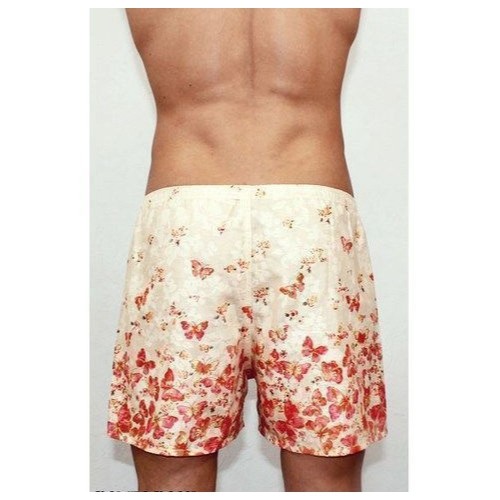 Мужские трусы-шорты бежевые с оранжевыми бабочками Romeo Rossi Shorts RR00301 (L)