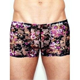 Мужские трусы боксеры черные с пурпурными розами Romeo Rossi Rose Boxer RR00232