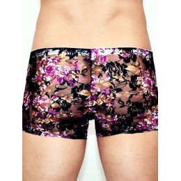 Мужские трусы боксеры черные с пурпурными розами Romeo Rossi Rose Boxer RR00232