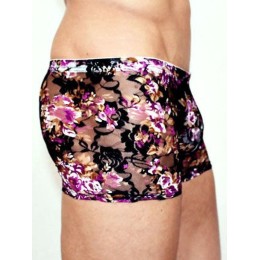 Мужские трусы боксеры черные с пурпурными розами Romeo Rossi Rose Boxer RR00232
